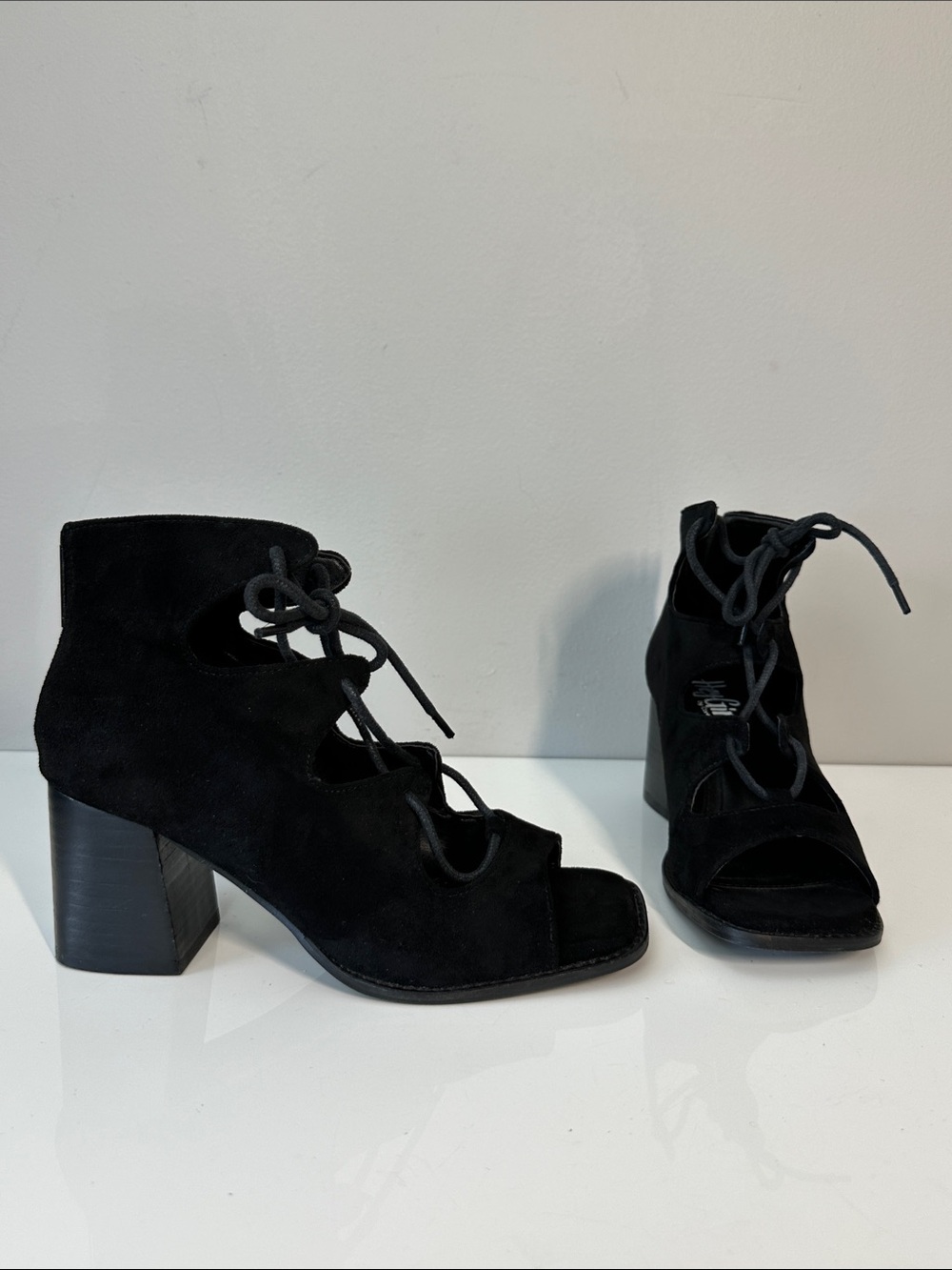 Corky’s Hey Girl Wally Suede Black Lace Up Heeled Sandals Size 7 Goth